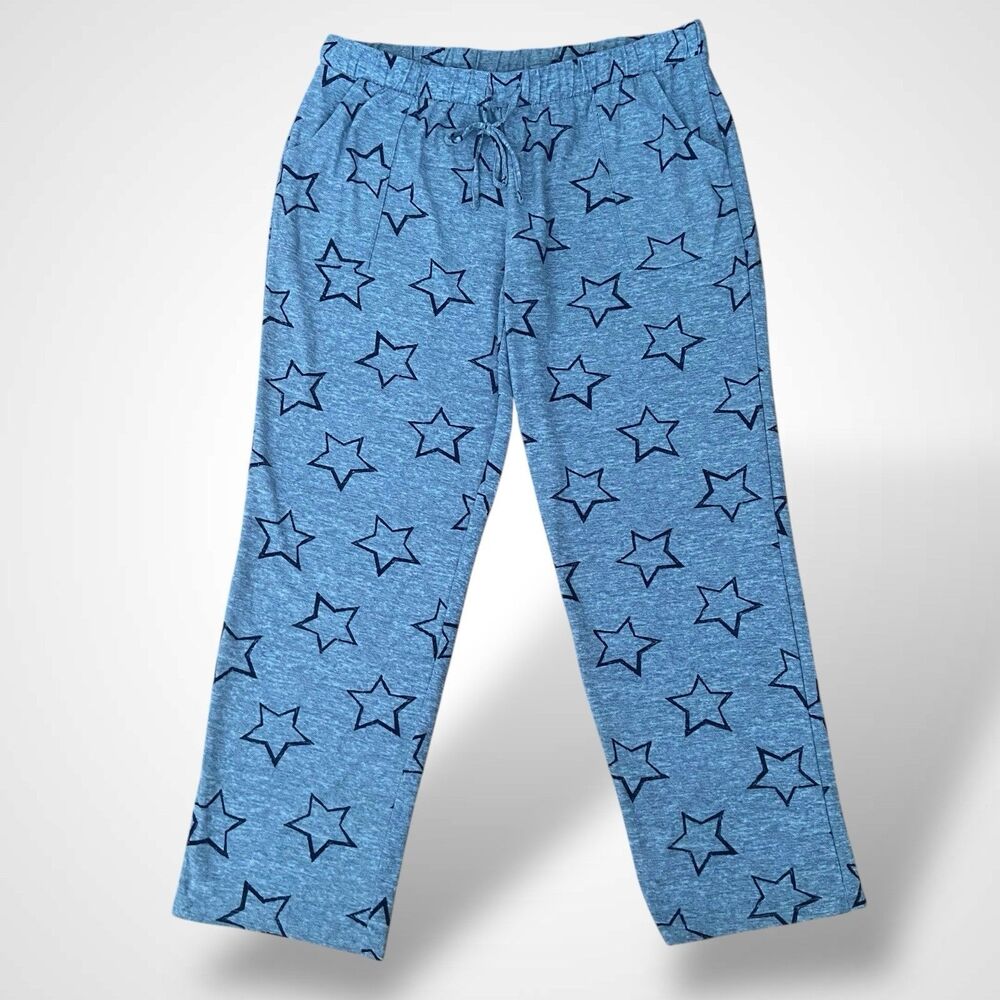 Lucky Brand Pajama Lounge Pants Women's Size L Star Print Straight Leg Pockets
